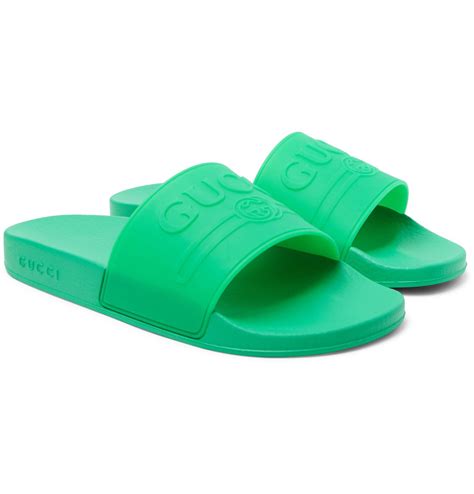 gucci rubber slides green|gucci slides clearance.